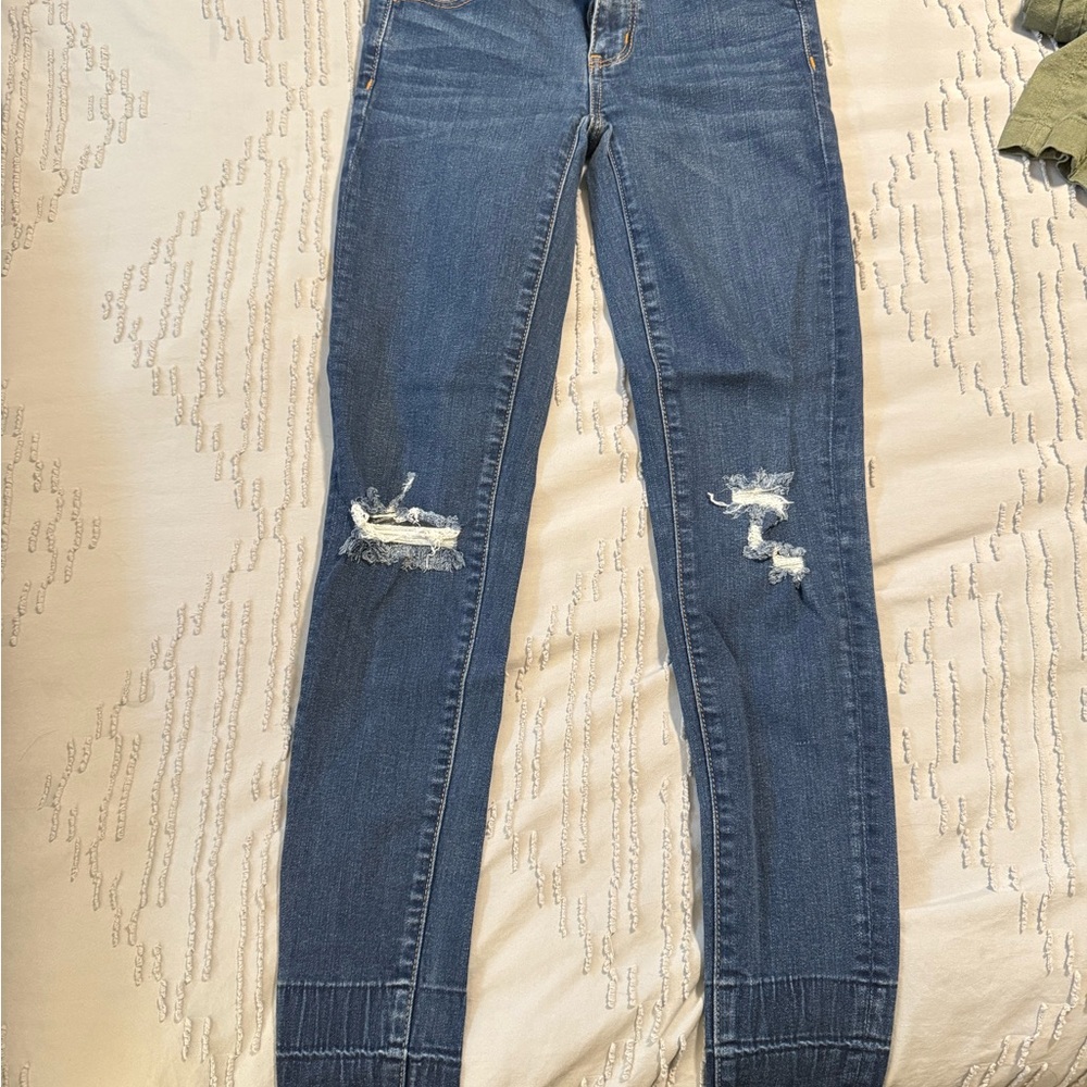 Women's Blue Distressed Jeans